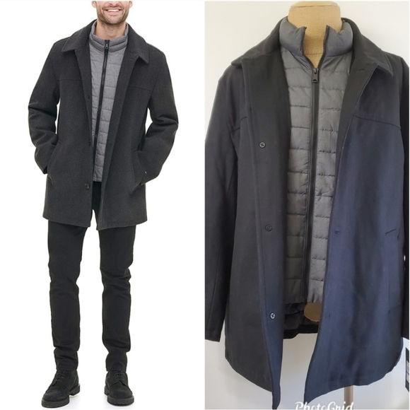 NWT Tommy Hilfiger Gray Melton Car Coat with attached Vest Size XL $275 - Picture 16 of 16